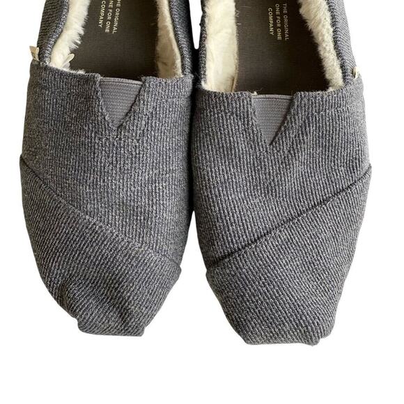 Toms Reindeer Embroidered Faux-Fur Lined Cozy Alpargata Cloudbound in Grey, Sz 7 - Picture 3 of 10